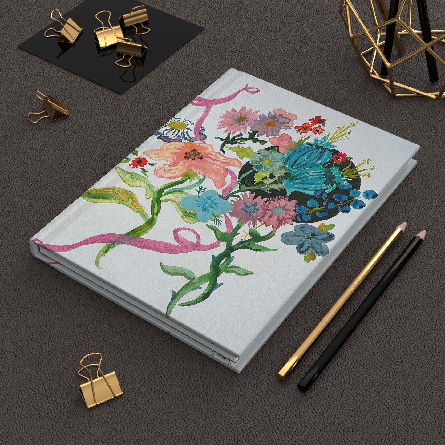 Whimsical Watercolor Floral Hardcover Journal Matte