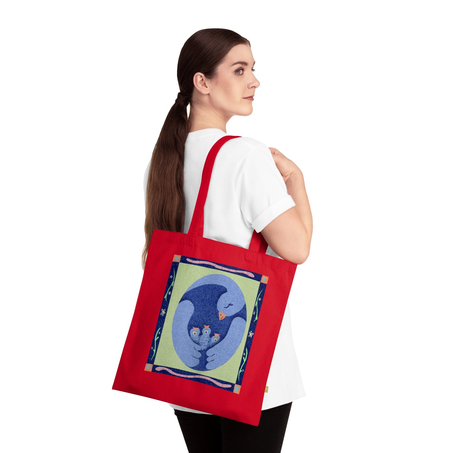 Mama Bird and Babies Organic Cotton Tote Bag