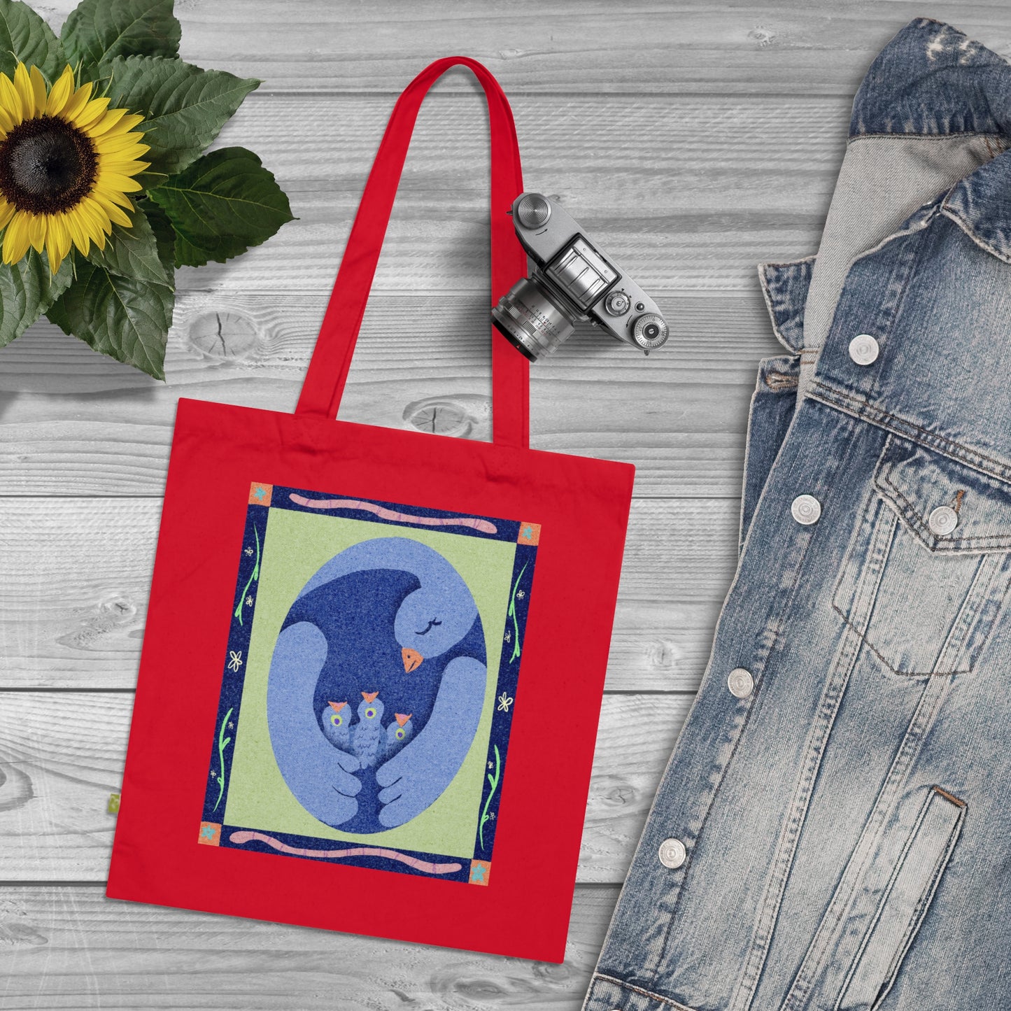 Mama Bird and Babies Organic Cotton Tote Bag