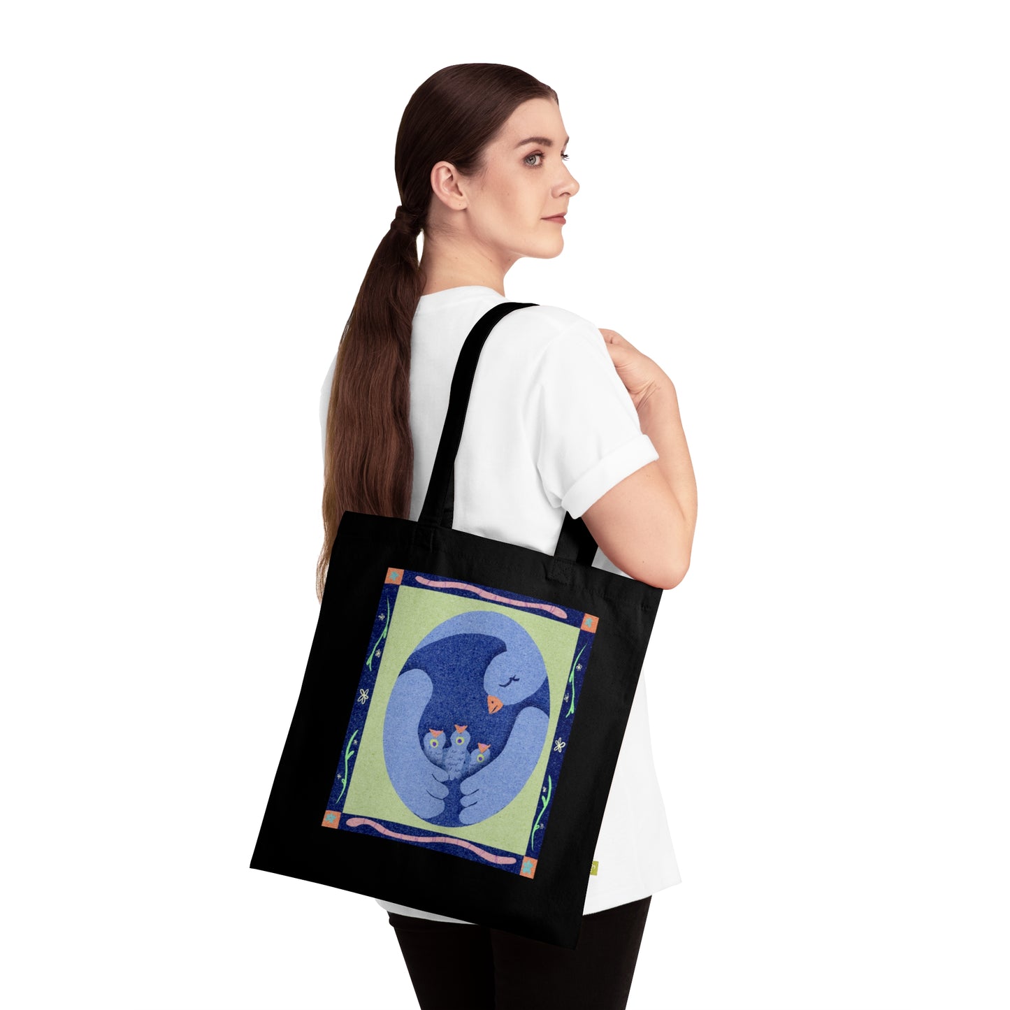 Mama Bird and Babies Organic Cotton Tote Bag